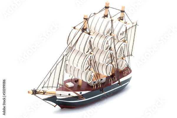 Fototapeta Ship model isolated on white background.