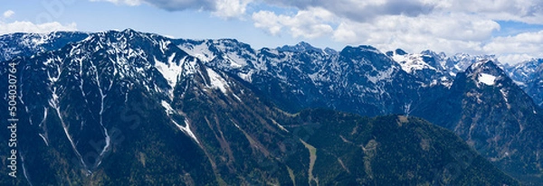 Obraz snow covered mountains blue sky and clouds