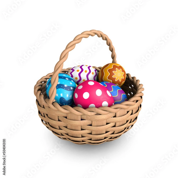 Fototapeta Easter Eggs In A Basket
