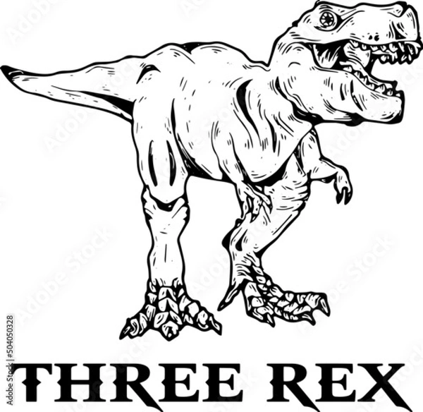 Fototapeta Three Rex Dinosaur Birthday 3 Year Old