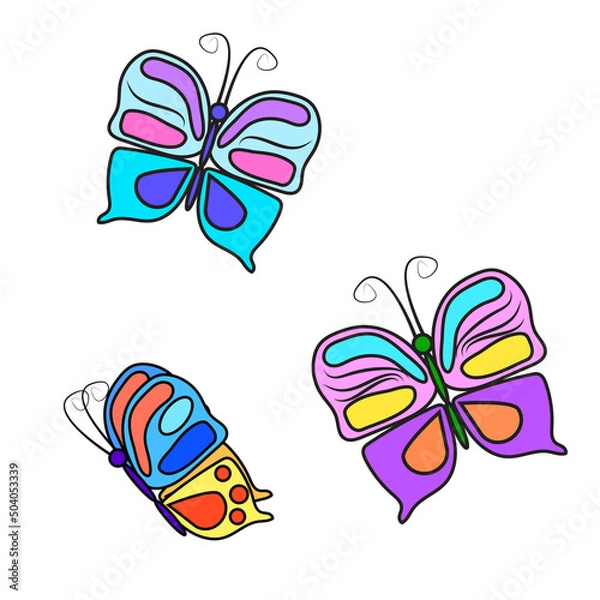 Fototapeta purple butterflies in realistic style. Vector illustration. stock image. 