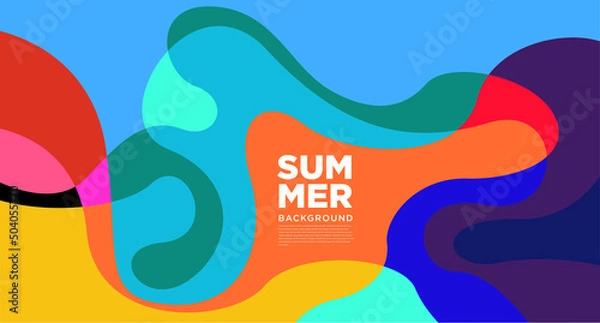 Fototapeta Colorful abstract liquid flat pattern illustration for summer holiday banner