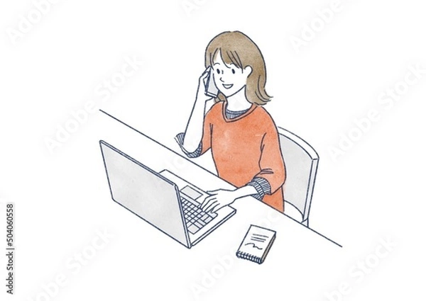 Obraz 家でリモートワークをする女性