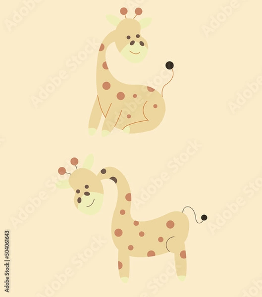 Obraz Adorable two Giraffers - vector color shape