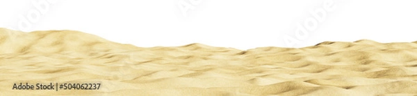 Fototapeta Tropical sandy beach isolated on a white background. Summer beach. Realistic sand texture, 3d render.