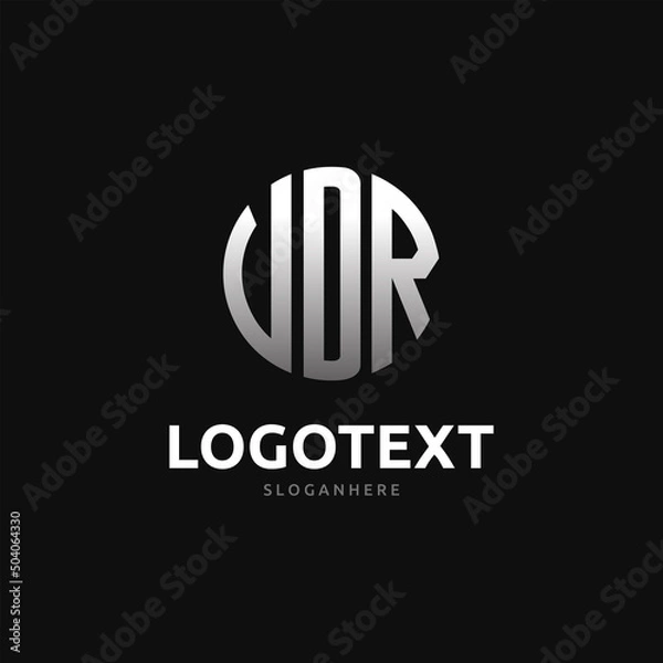 Fototapeta Vdr Monogram logo, Vdr Circle font, Round monogram Vdr letters, three letters logo
