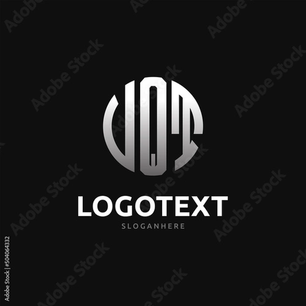 Obraz Vqt Monogram logo, Vqt Circle font, Round monogram Vqt letters, three letters logo