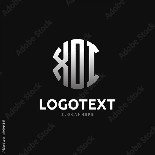Fototapeta Xoi Monogram logo, Xoi Circle font, Round monogram Xoi letters, three letters logo