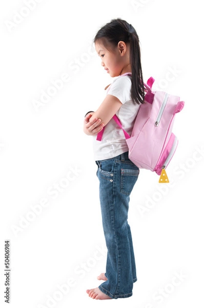 Obraz Full body side profile view Asian child