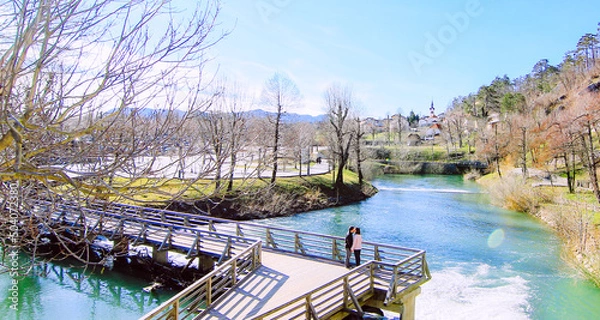 Fototapeta bridge over the river