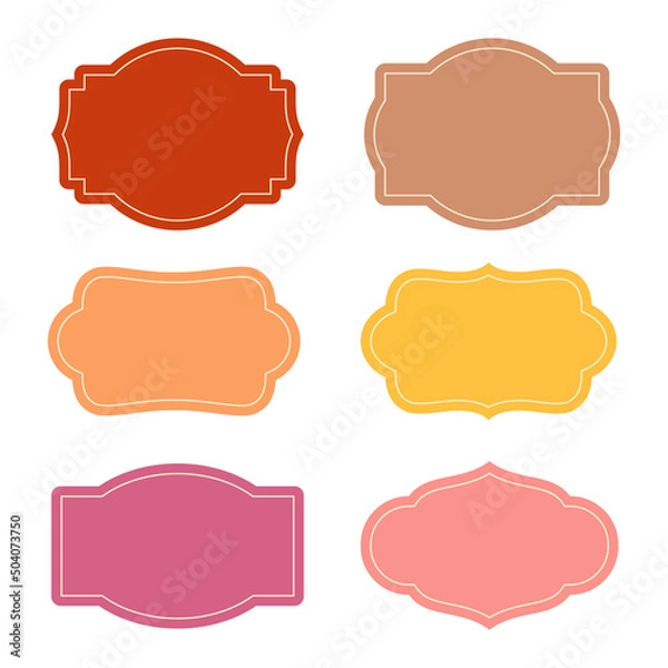 Fototapeta Vector element of blank retro frame template collection. Suitable for wedding invitation card, vintage ornament, and luxury badge design element.