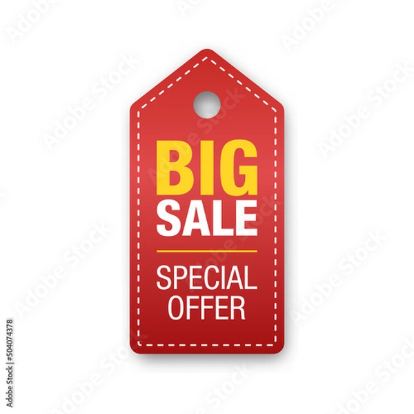 Fototapeta Vector illustration of big sale label. Suitable for design element of e commerce, online shop promotion, and special offer marketing banner.