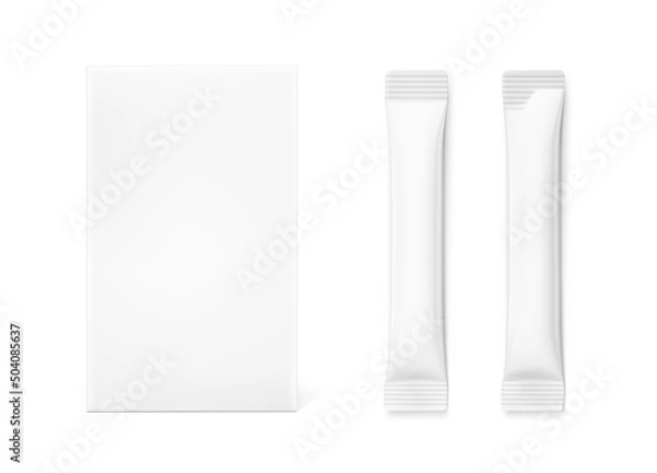 Fototapeta Universal blank cardboard box with stick mockup. Frontal view. Vector illustration isolated on white background. Can be use for food, medicine, cosmetic and etc. EPS10.	