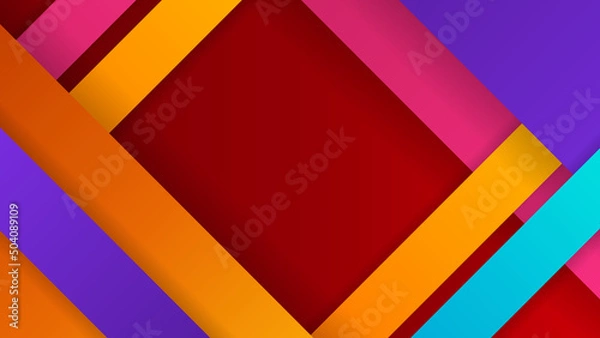 Fototapeta Minimal geometric orange red blue white colorful light technology background abstract design. Vector illustration abstract graphic design banner pattern presentation background web template.
