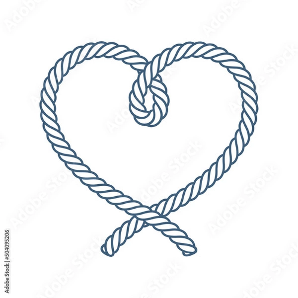 Obraz Vector rope rolled into a heart shape Isolated on white background.