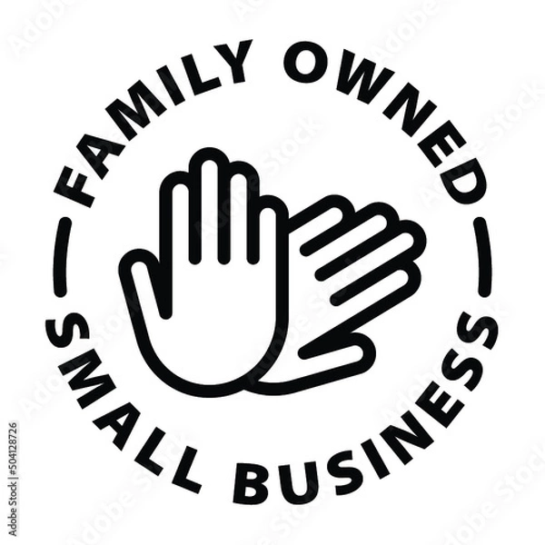 Fototapeta family owned small business black outline badge icon label isolated vector on transparent background