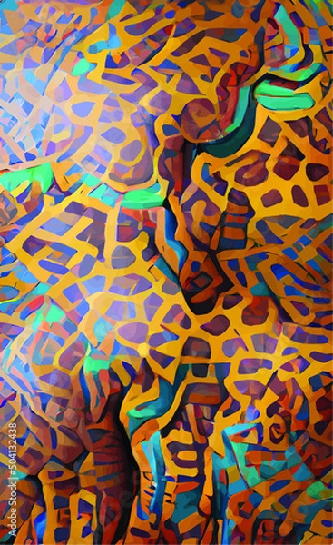 Obraz abstract vector background with African motifs in yellow sandy brown colors. Imitation of traditional texture for design and creativity.