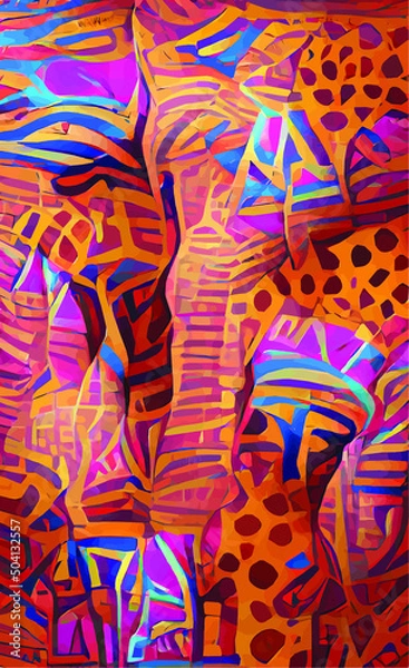 Obraz abstract vector background with African motifs in yellow sandy brown colors. Imitation of traditional texture for design and creativity.