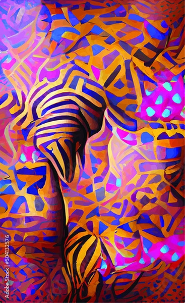 Obraz abstract vector background with African motifs in yellow sandy brown colors. Imitation of traditional texture for design and creativity.