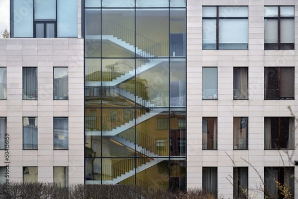 Obraz Wall of modern house with internal staircase