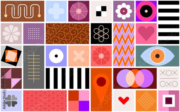 Obraz Abstract Geometric Background.
Abstract design with different coloured geometric shapes. Layered vector seamless background.