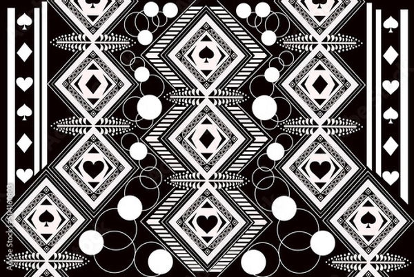 Obraz Digital design fabric pattern is simple but modern geometric pattern in black and white tone. There are light patterns in the work or monochrome. Used for embroidery and weaving in the garment industr