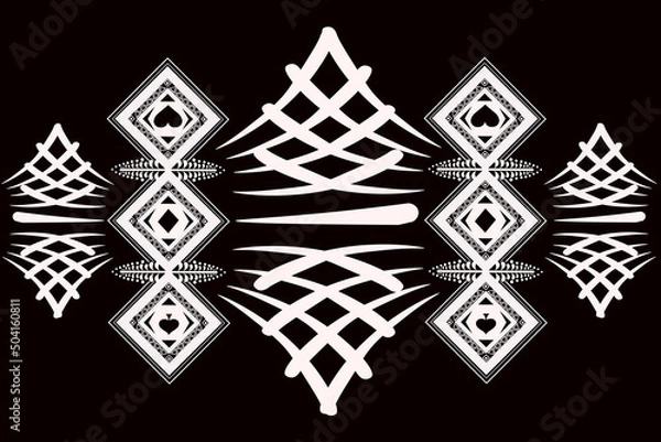 Fototapeta Digital design fabric pattern is a simple geometric line with few details in black and white tones. There are light patterns in the work or monochrome. Used for embroidery and weaving in the garment i