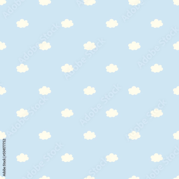Obraz Blue seamless pattern with white clouds