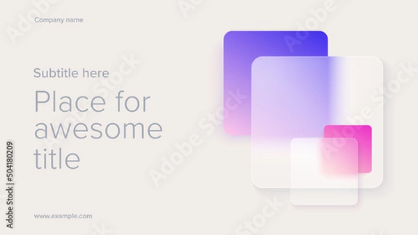 Obraz Abstract minimalistic background for presentation slide in glassmorphism design. Glassmorphic website layout with vibrant glass squares