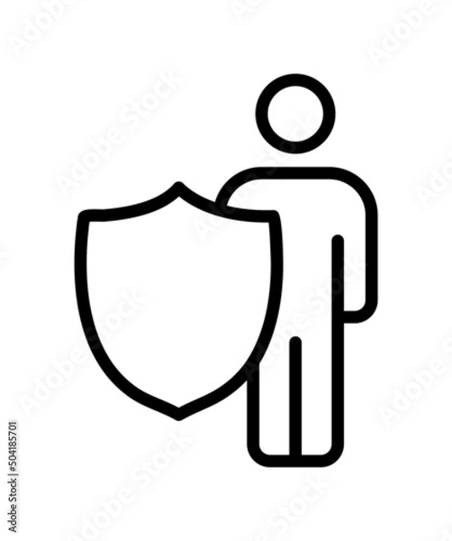 Fototapeta Vaccination flat line icon. Vaccine, syringe, inject, shield . Outline sign mascara for mobile concept and web design, store