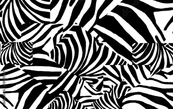 Fototapeta Graphical abstract 3d illustration, zebra stripes. Vector seamless patten for covers, design ,typography