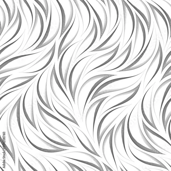 Obraz Seamless monochrome vector pattern of thin smooth lines.Stock seamless linear texture of abstract black smooth lines.