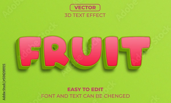 Fototapeta Fruit Editable 3d text effect green and red