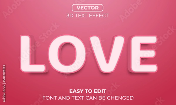 Fototapeta Love Editable 3d text effect template soft pink 