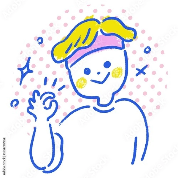 Obraz 洗顔でさっぱりする男性・男の子のイラスト