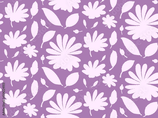 Fototapeta Seamless pattern  with flowers in doodle style