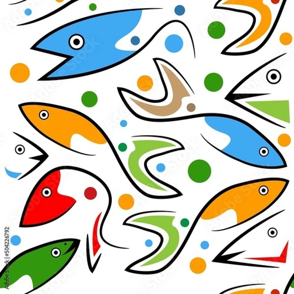Fototapeta Fish pattern background. Abstract Bauhaus pattern background.