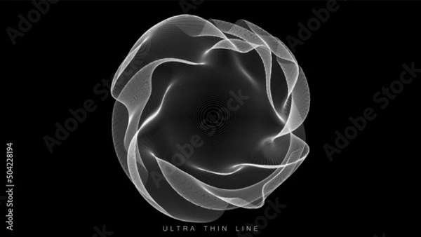 Fototapeta Distorted line spheres. Vector thin line glitch geometry.