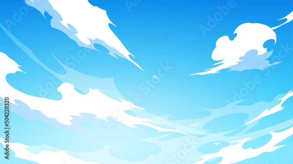 Fototapeta かっこいい雲と空の背景イラスト_エフェクト風_16:9