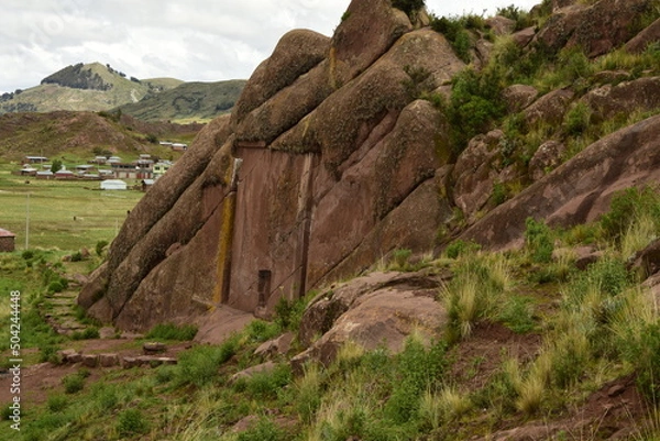 Fototapeta Gate of Hayu Mark (The Gate of the Gods), Peru WILLKA UTA, SECRETS OF ARAMU MURU, HAYUMARKA GATE. Puno Peru