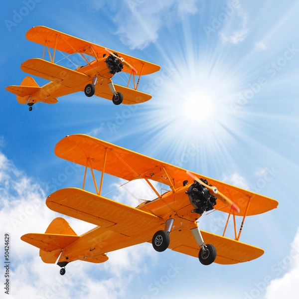 Fototapeta Old biplanes on the sky.