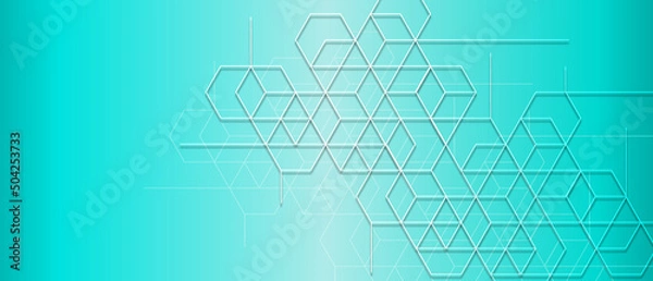 Fototapeta abstract dark blue background, line triangle hexagon structure pattern