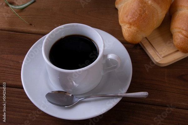 Fototapeta パンとコーヒー　ティータイム