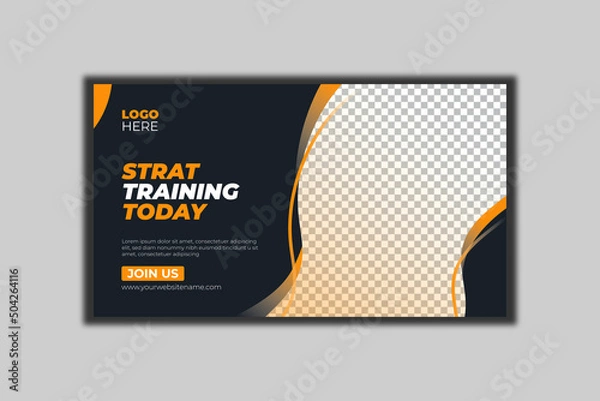 Obraz Fitness Gym Web Banner or Social Media Cover or Youtube Thumbnail Template Design