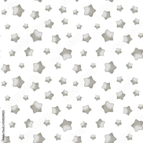 Obraz 3D Rounded Star Seamless Pattern Banner, Great for Wallpapers, Backgrounds, Textiles - Vector Image
