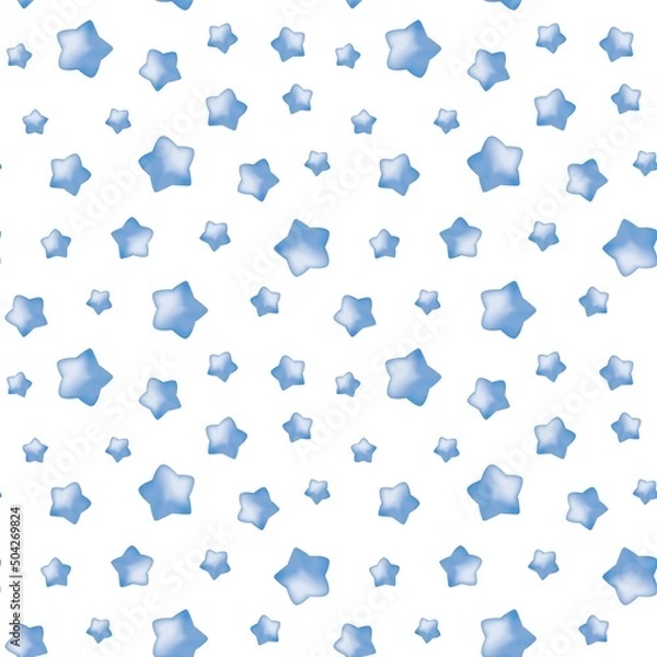 Obraz 3D Rounded Star Seamless Pattern Banner, Great for Wallpapers, Backgrounds, Textiles - Vector Image