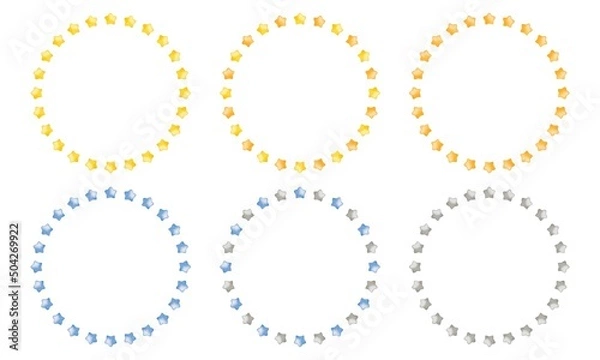 Obraz 3D Rounded Star Mini Round Frame Set - Vector Image