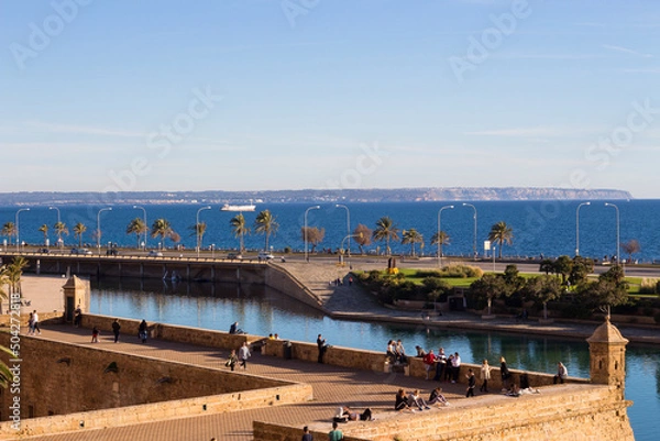 Fototapeta Panoramic view of Paseo Maritimo in Palma de Majorca