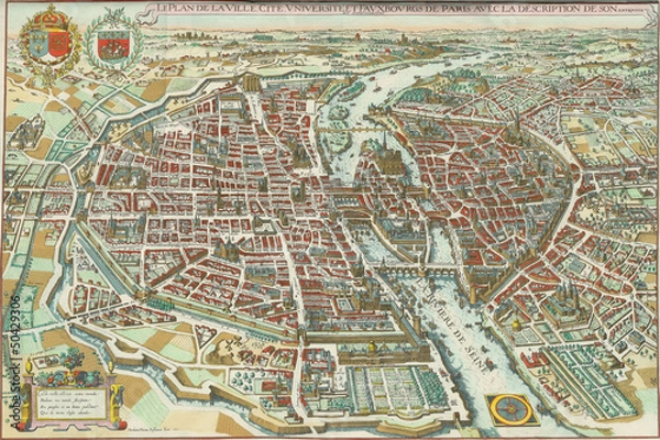 Fototapeta Mapa Paryża vintage