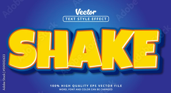 Fototapeta Editable text effects, text Shake layered style in orange yellow and blue modern style